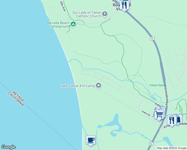 map of restaurants, bars, coffee shops, grocery stores, and more near 17 Beach Club Drive in Stateline