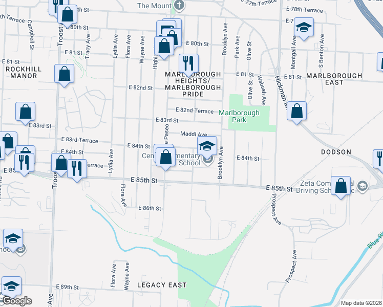 map of restaurants, bars, coffee shops, grocery stores, and more near 1016 Garfield Avenue in Kansas City