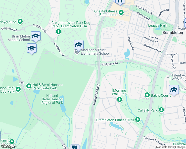 map of restaurants, bars, coffee shops, grocery stores, and more near 23209 Tradewind Drive in Ashburn