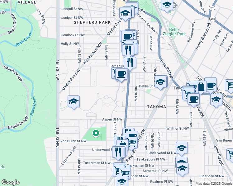map of restaurants, bars, coffee shops, grocery stores, and more near 101 Independence Avenue Southeast in Washington