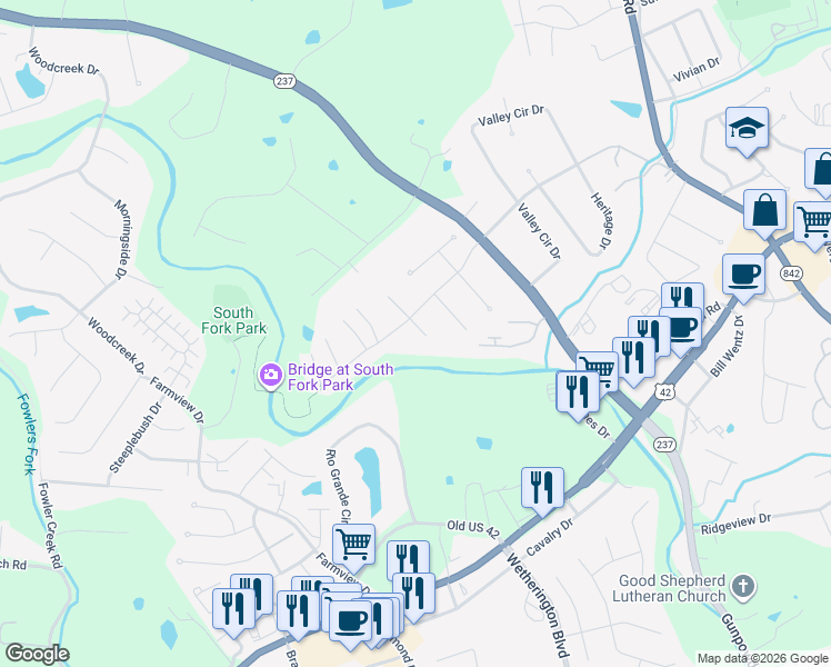 map of restaurants, bars, coffee shops, grocery stores, and more near 8531 Imperial Court in Florence