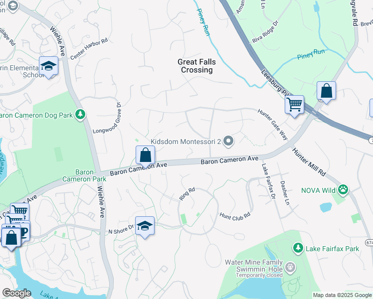 map of restaurants, bars, coffee shops, grocery stores, and more near 11000 Baron Cameron Avenue in Reston
