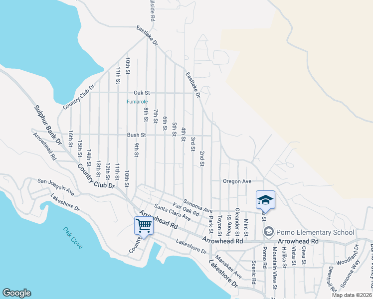 map of restaurants, bars, coffee shops, grocery stores, and more near 3258 4th Street in Clearlake