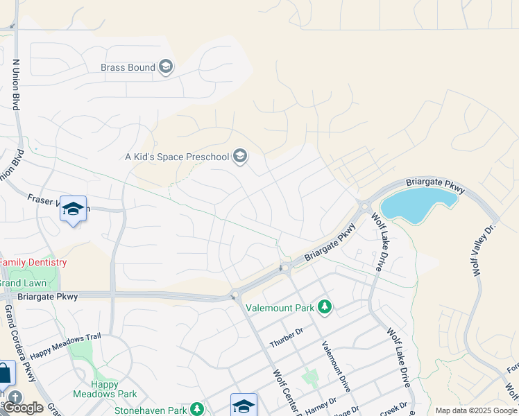 map of restaurants, bars, coffee shops, grocery stores, and more near 10285 Ravenclaw Drive in Colorado Springs