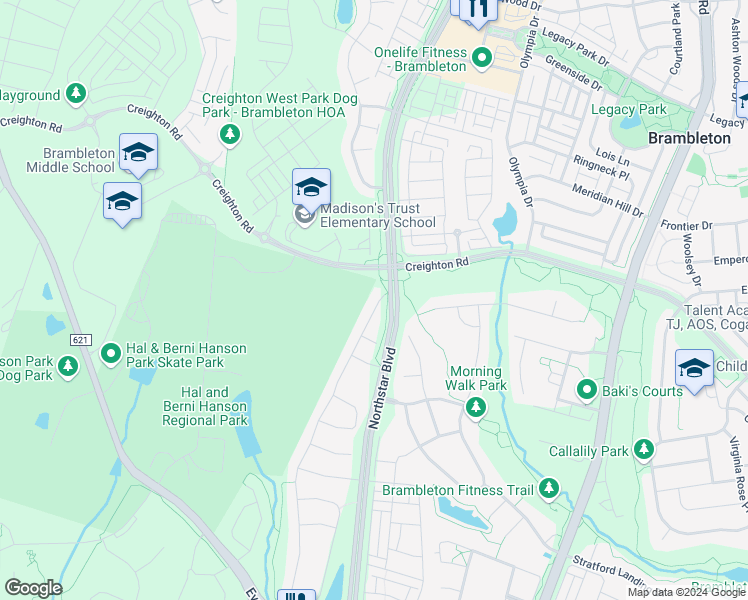 map of restaurants, bars, coffee shops, grocery stores, and more near 23201 Tradewind Drive in Ashburn