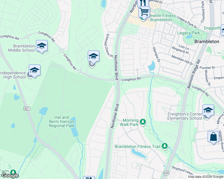 map of restaurants, bars, coffee shops, grocery stores, and more near 23201 Tradewind Drive in Ashburn