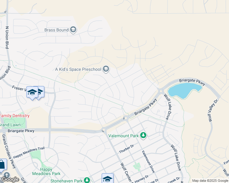 map of restaurants, bars, coffee shops, grocery stores, and more near 10285 Ravenclaw Drive in Colorado Springs