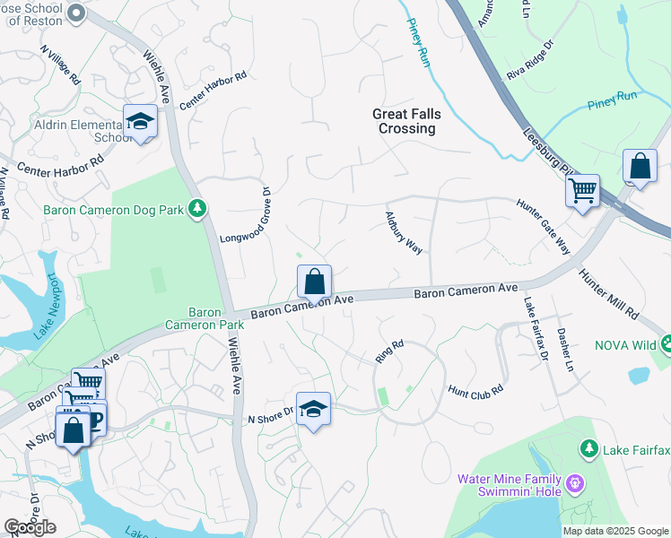 map of restaurants, bars, coffee shops, grocery stores, and more near 11098 Whitstone Place in Reston