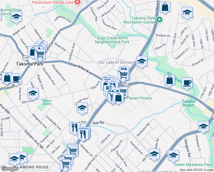 map of restaurants, bars, coffee shops, grocery stores, and more near 101 Independence Avenue Southeast in Washington