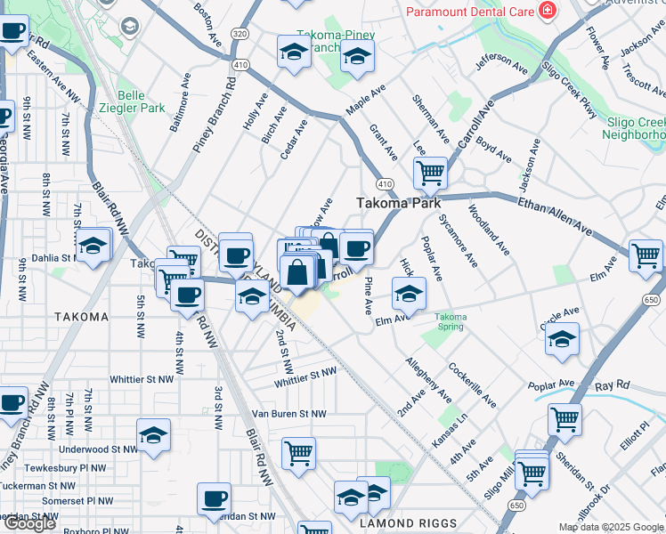map of restaurants, bars, coffee shops, grocery stores, and more near 101 Independence Avenue Southeast in Washington