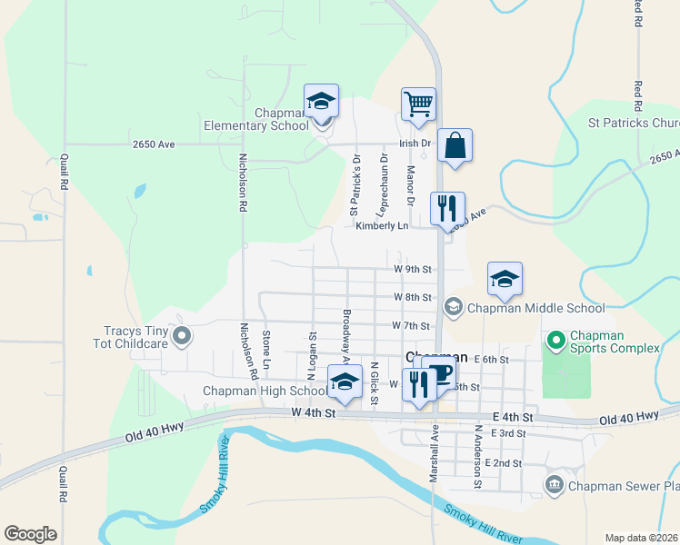 map of restaurants, bars, coffee shops, grocery stores, and more near 402 West 9th Street in Chapman