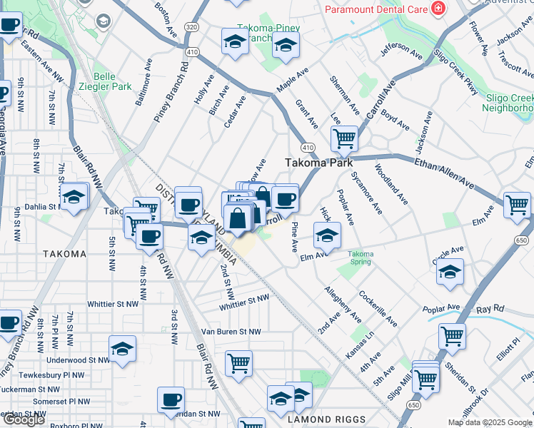 map of restaurants, bars, coffee shops, grocery stores, and more near 101 Independence Avenue Southeast in Washington