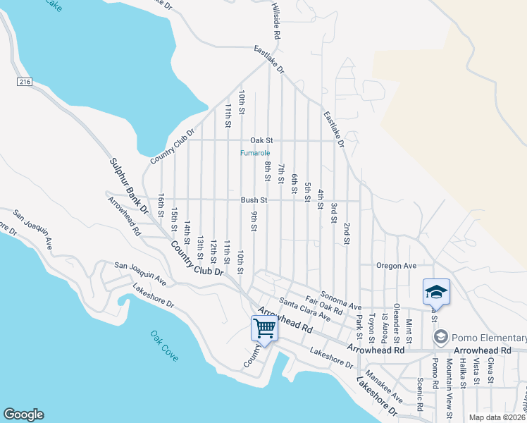 map of restaurants, bars, coffee shops, grocery stores, and more near 3211 9th Street in Clearlake