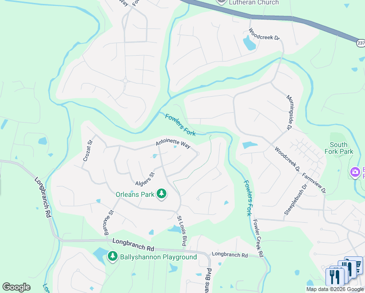 map of restaurants, bars, coffee shops, grocery stores, and more near 2241 Antoinette Way in Union