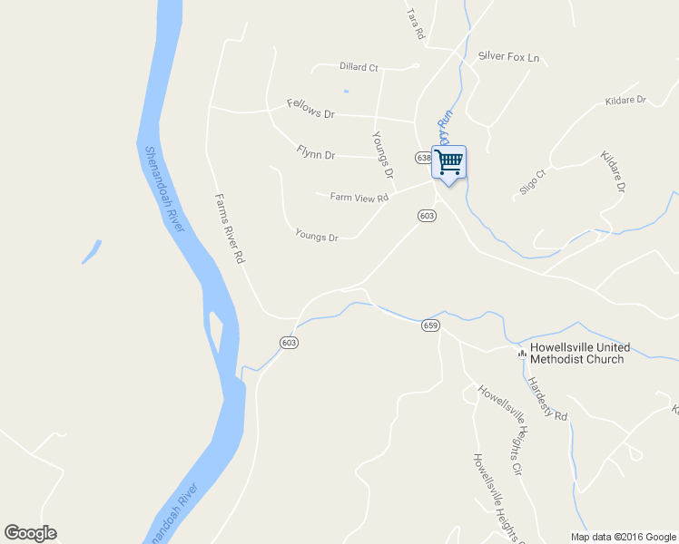 map of restaurants, bars, coffee shops, grocery stores, and more near 3091 Howellsville Road in Front Royal