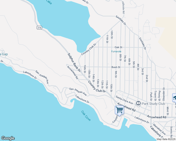 map of restaurants, bars, coffee shops, grocery stores, and more near 3235 15th Street in Clearlake