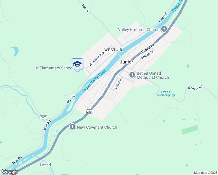map of restaurants, bars, coffee shops, grocery stores, and more near 220 South Row Avenue in Belington