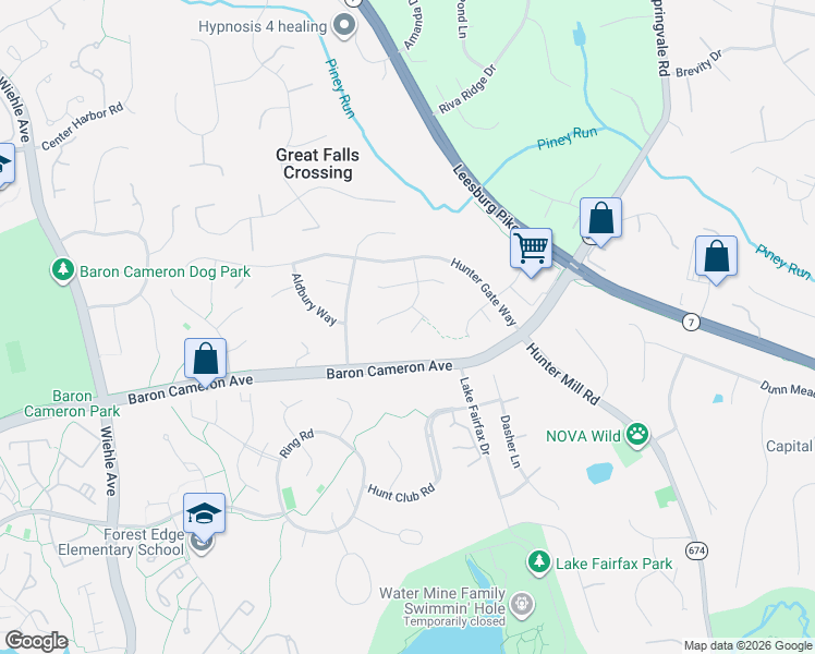 map of restaurants, bars, coffee shops, grocery stores, and more near 10886 Murray Downs Court in Reston