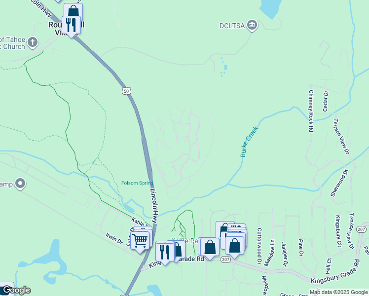 map of restaurants, bars, coffee shops, grocery stores, and more near 42 Burke Creek Circle in Zephyr Cove