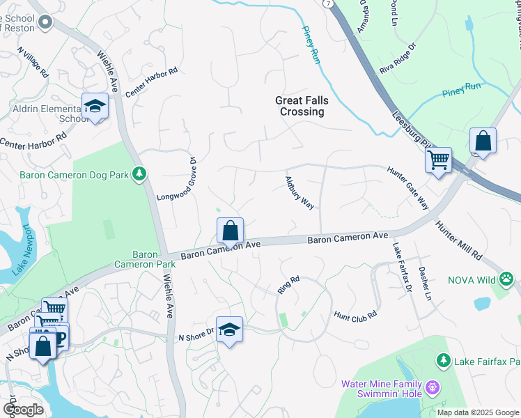 map of restaurants, bars, coffee shops, grocery stores, and more near 11092 Whitstone Place in Reston