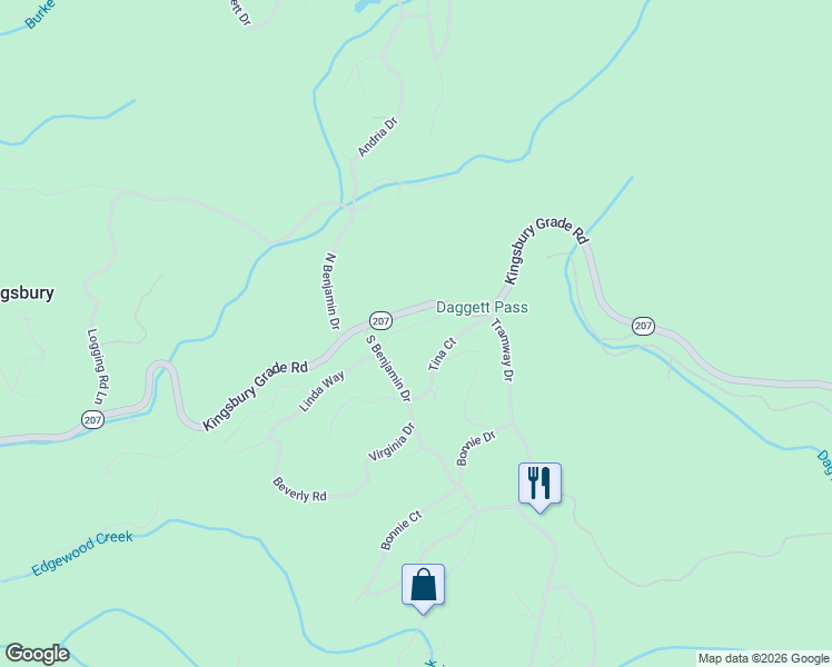 map of restaurants, bars, coffee shops, grocery stores, and more near 718 Kingsbury Grade Road in Stateline
