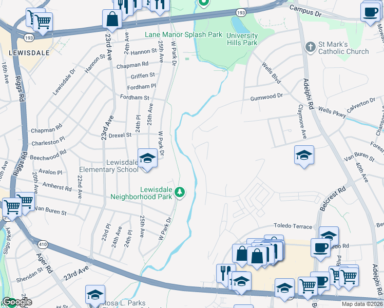 map of restaurants, bars, coffee shops, grocery stores, and more near 7004 Highview Terrace in Chillum