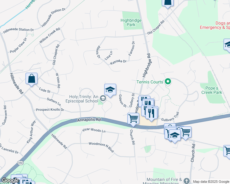 map of restaurants, bars, coffee shops, grocery stores, and more near 13209 Global Street in Bowie