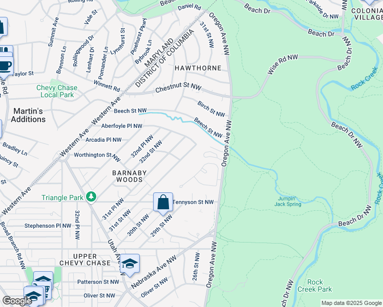 map of restaurants, bars, coffee shops, grocery stores, and more near 6617 31st Street Northwest in Washington