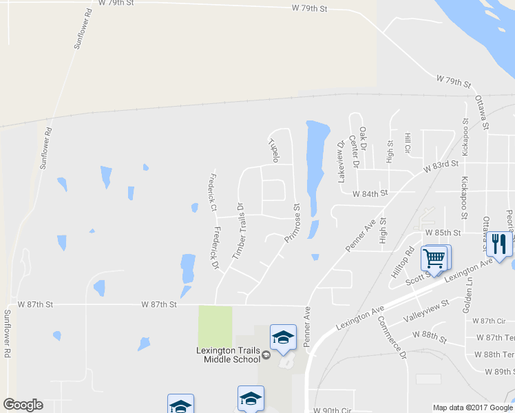 map of restaurants, bars, coffee shops, grocery stores, and more near 8438 Timber Ridge Drive in De Soto