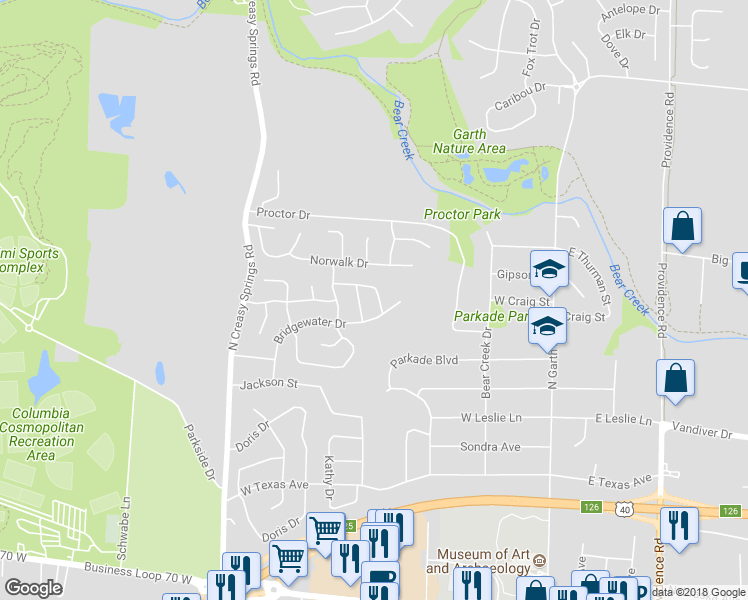 map of restaurants, bars, coffee shops, grocery stores, and more near 608 Portsmouth Drive in Columbia