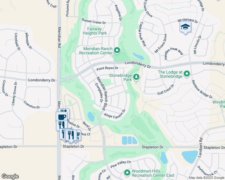 map of restaurants, bars, coffee shops, grocery stores, and more near 12227 Anacostia Drive in Peyton