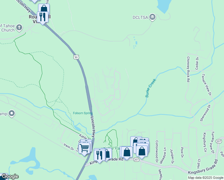 map of restaurants, bars, coffee shops, grocery stores, and more near 42 Burke Creek Circle in Zephyr Cove