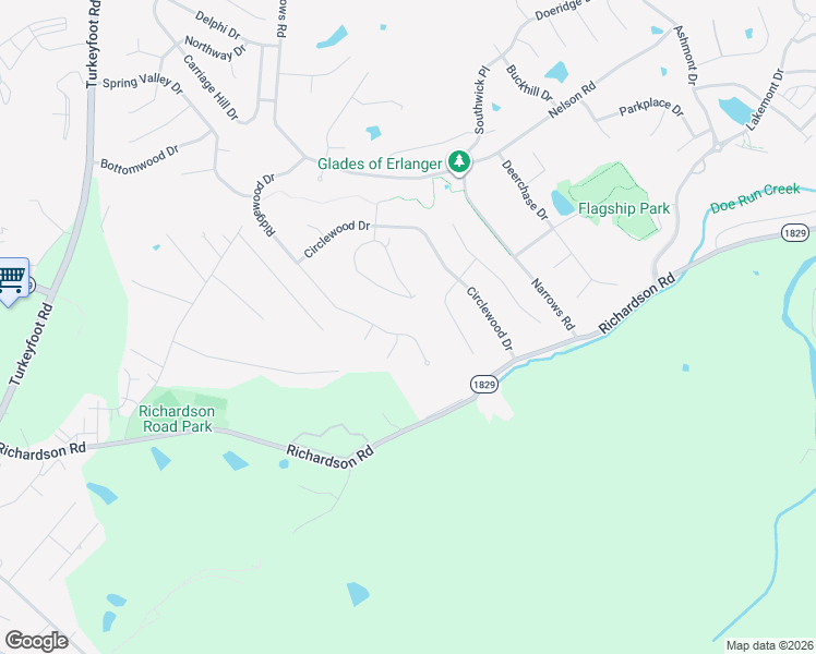 map of restaurants, bars, coffee shops, grocery stores, and more near 3494 Ridgewood Drive in Erlanger