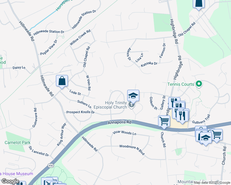 map of restaurants, bars, coffee shops, grocery stores, and more near 13108 Marthas Choice Circle in Bowie