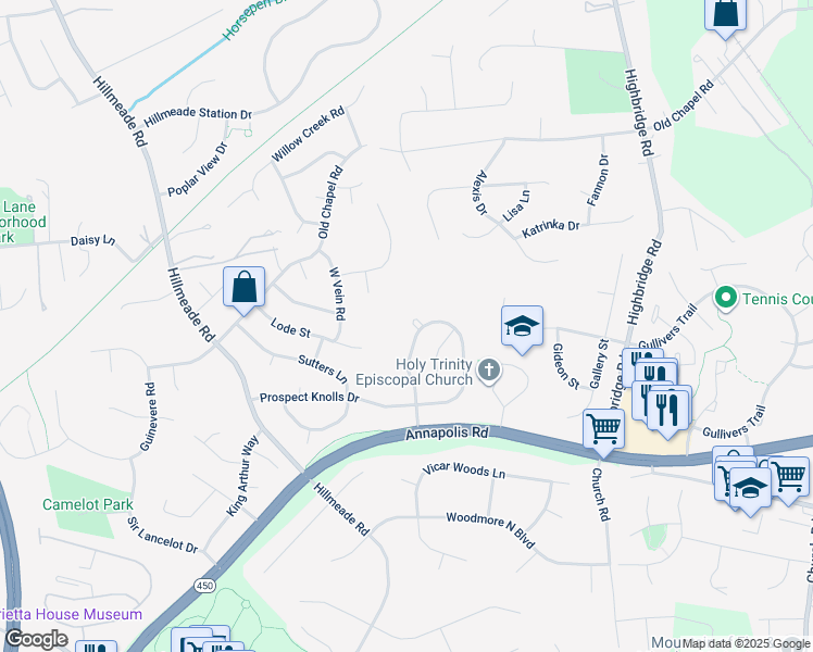 map of restaurants, bars, coffee shops, grocery stores, and more near 13117 Marthas Choice Circle in Bowie