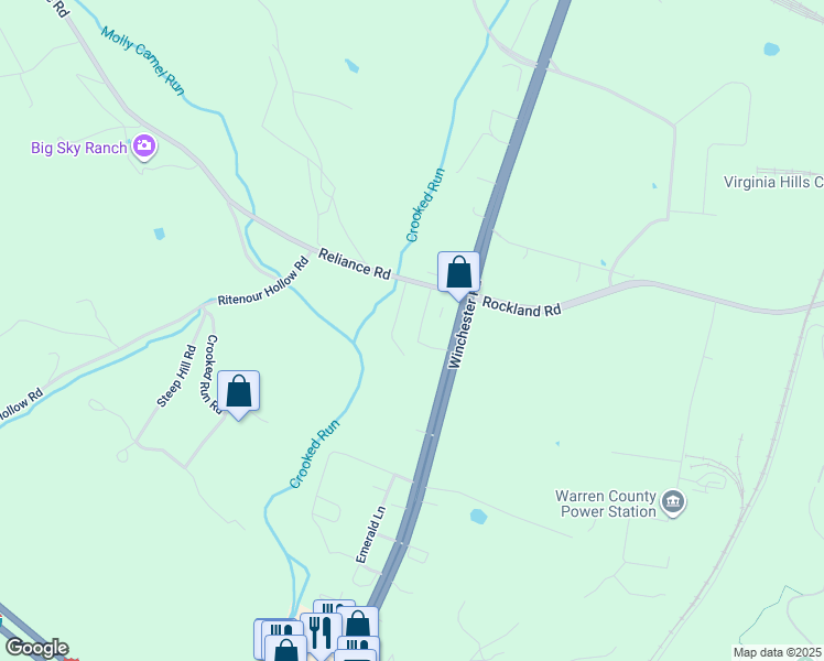 map of restaurants, bars, coffee shops, grocery stores, and more near Garland Drive in Front Royal