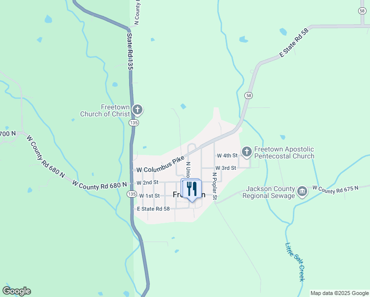 map of restaurants, bars, coffee shops, grocery stores, and more near 4696 West Columbus Pike in Freetown