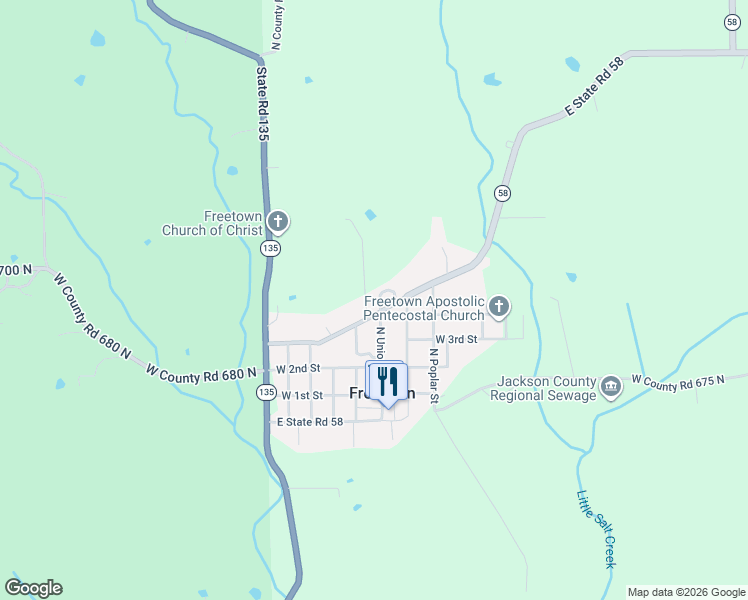 map of restaurants, bars, coffee shops, grocery stores, and more near 4696 West Columbus Pike in Freetown