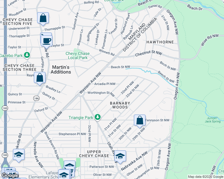 map of restaurants, bars, coffee shops, grocery stores, and more near 6606 Barnaby Street Northwest in Washington