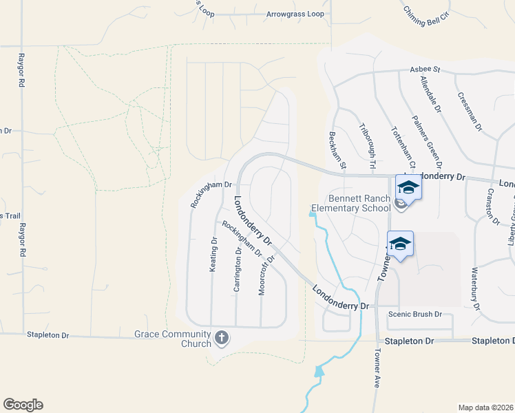 map of restaurants, bars, coffee shops, grocery stores, and more near 9804 Devoncove Drive in Falcon