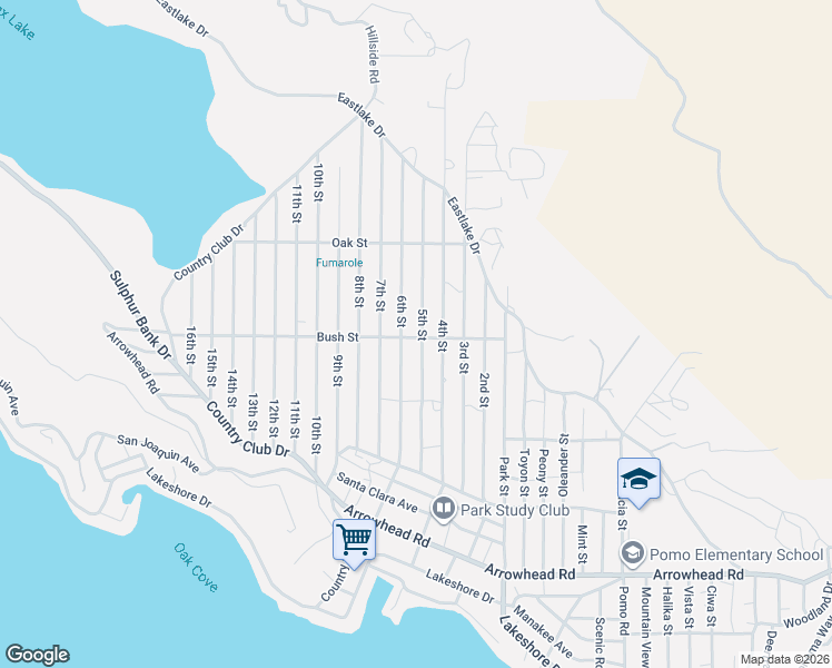 map of restaurants, bars, coffee shops, grocery stores, and more near 3203 5th Street in Clearlake