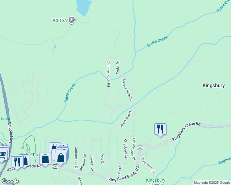 map of restaurants, bars, coffee shops, grocery stores, and more near 260 Sherwood Court in Gardnerville