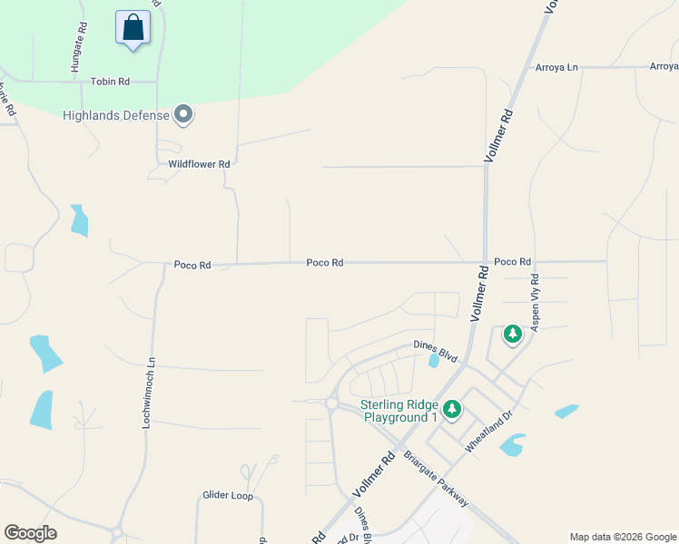 map of restaurants, bars, coffee shops, grocery stores, and more near 8225 Poco Road in Colorado Springs