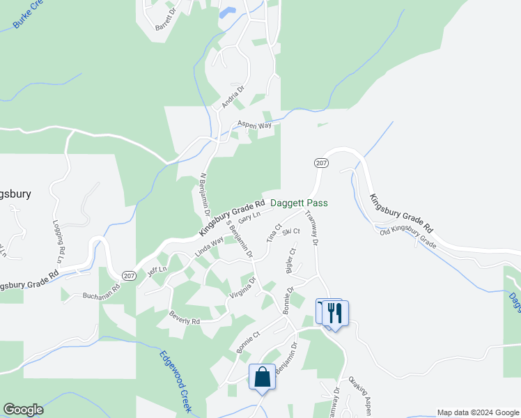 map of restaurants, bars, coffee shops, grocery stores, and more near 741 Gary Lane in Glenbrook
