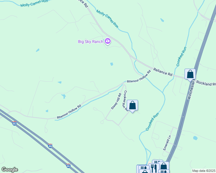 map of restaurants, bars, coffee shops, grocery stores, and more near Ritenour Hollow Road in Warren County