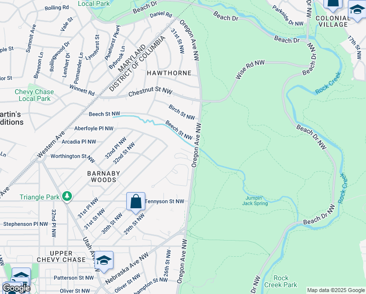 map of restaurants, bars, coffee shops, grocery stores, and more near 6702 Oregon Avenue Northwest in Washington