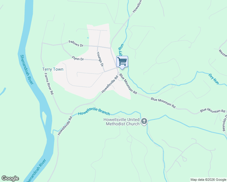 map of restaurants, bars, coffee shops, grocery stores, and more near 124 Blue Mountain Road in Front Royal