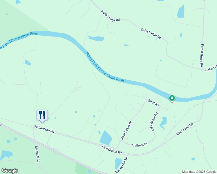 map of restaurants, bars, coffee shops, grocery stores, and more near Rocky Bluff Road in Warren County