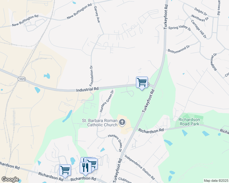 map of restaurants, bars, coffee shops, grocery stores, and more near 3912 Hunters Green Drive in Florence