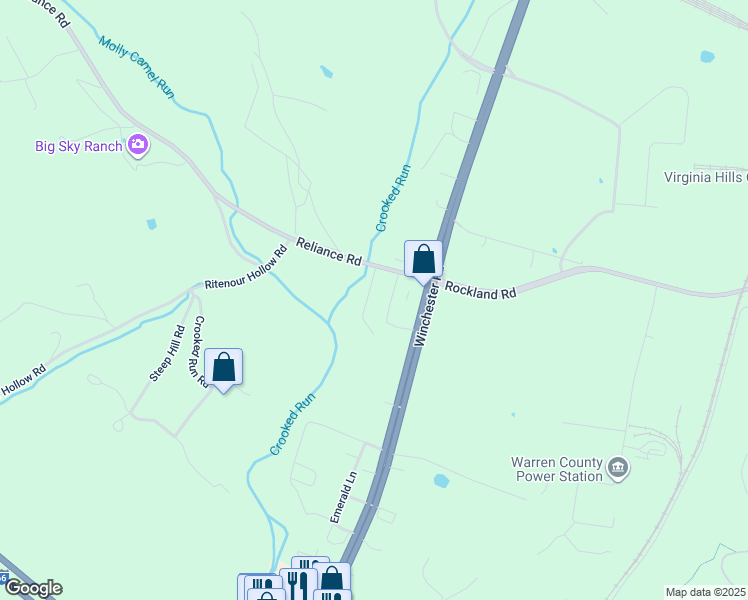 map of restaurants, bars, coffee shops, grocery stores, and more near Garland Drive in Front Royal